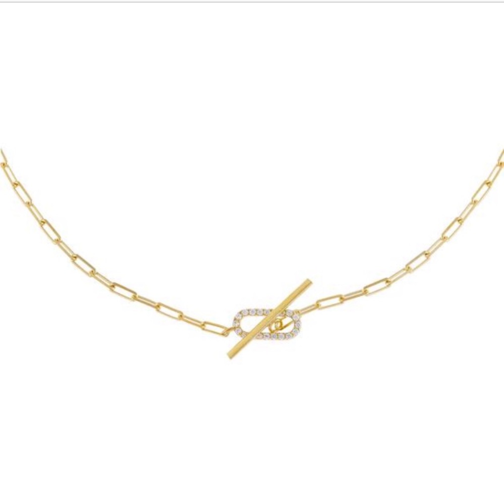 Pavé Chain Toggle Choker gold tone Necklace